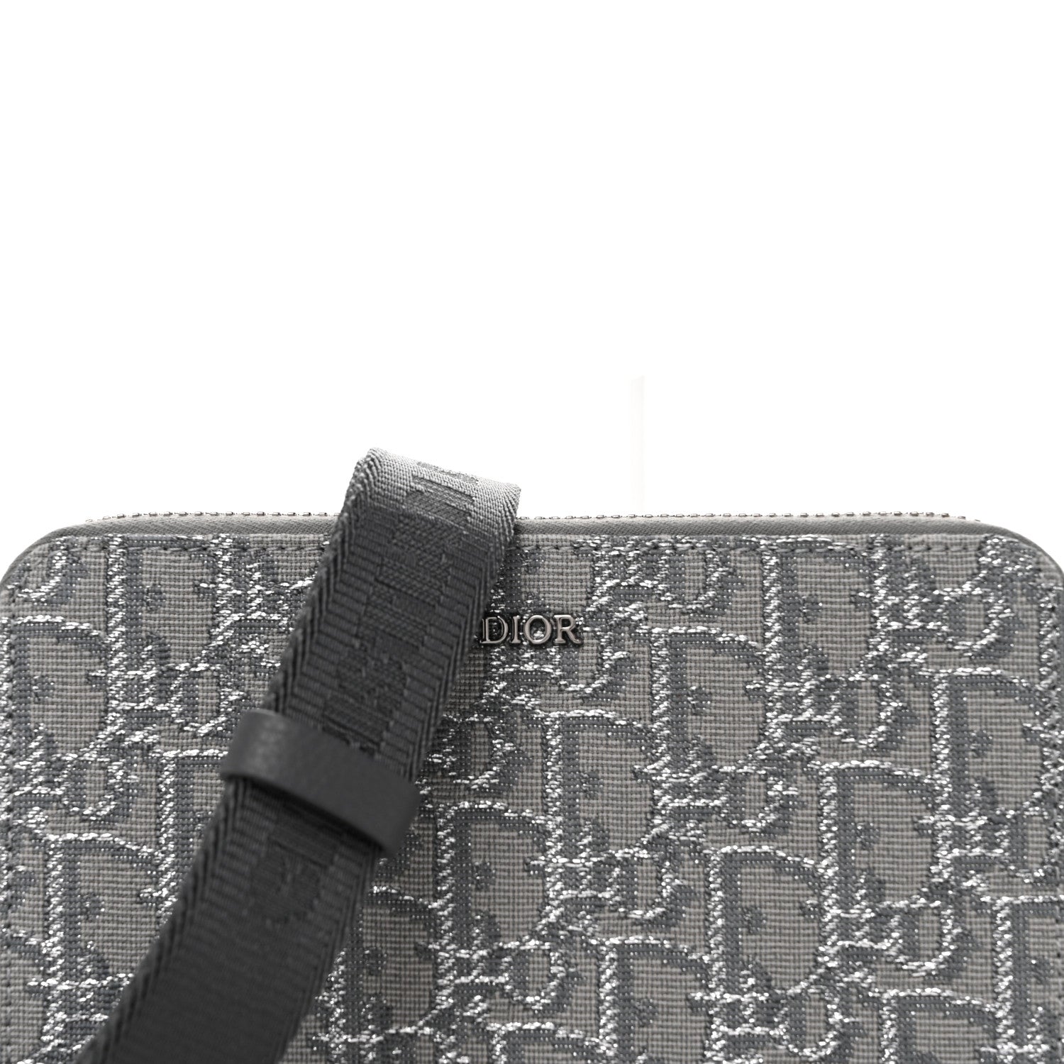 Christian Dior Oblique Zipped Pouch With Strap Pouch Grey 7 of 9