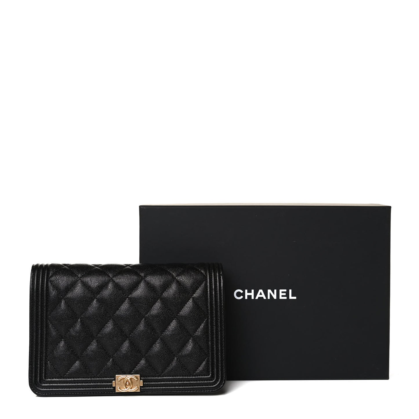 Caviar Quilted Boy Wallet On Chain WOC Black