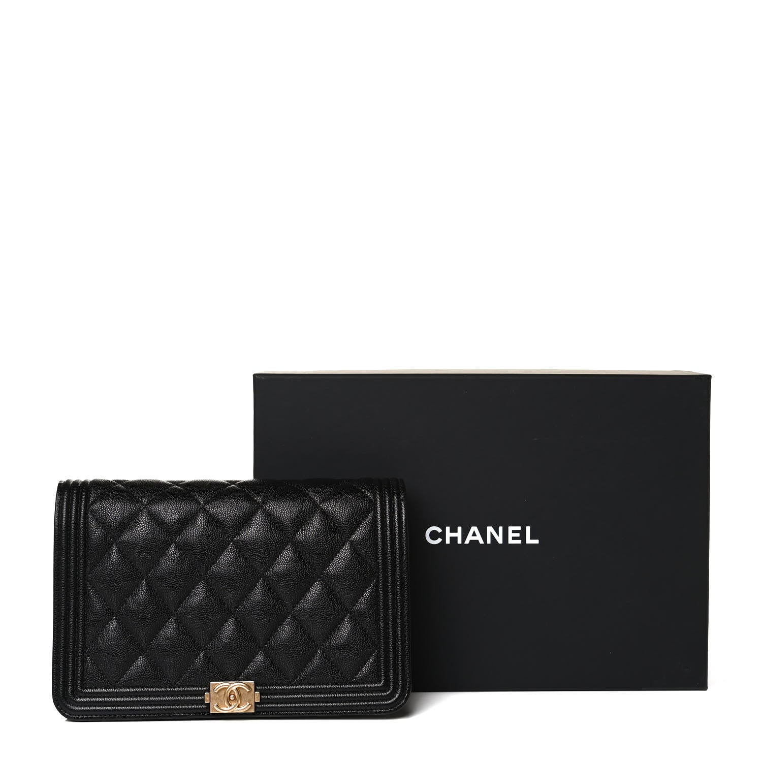 Chanel Caviar Quilted Boy Wallet On Chain WOC Black 20 of 20