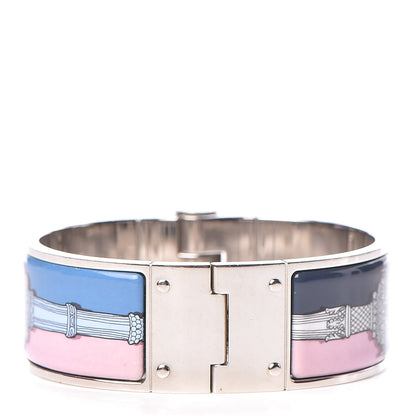 Hermes Enamel Printed Wide Marveilleuses Lanternes Hinged Bracelet S Arts and Crafts 3 of 6
