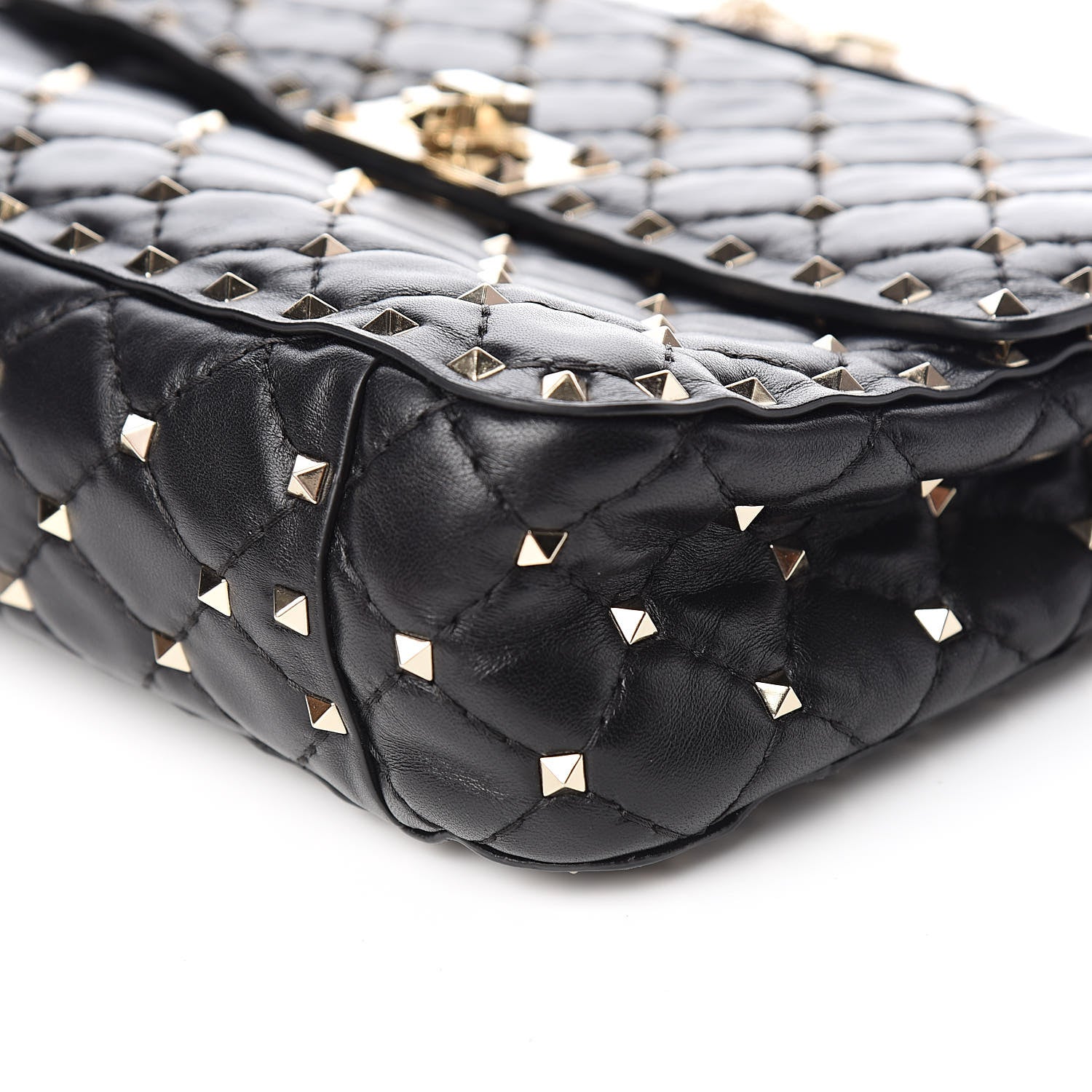 Valentino Garavani Lambskin Medium Rockstud Spike Shoulder Bag Black 10 of 11