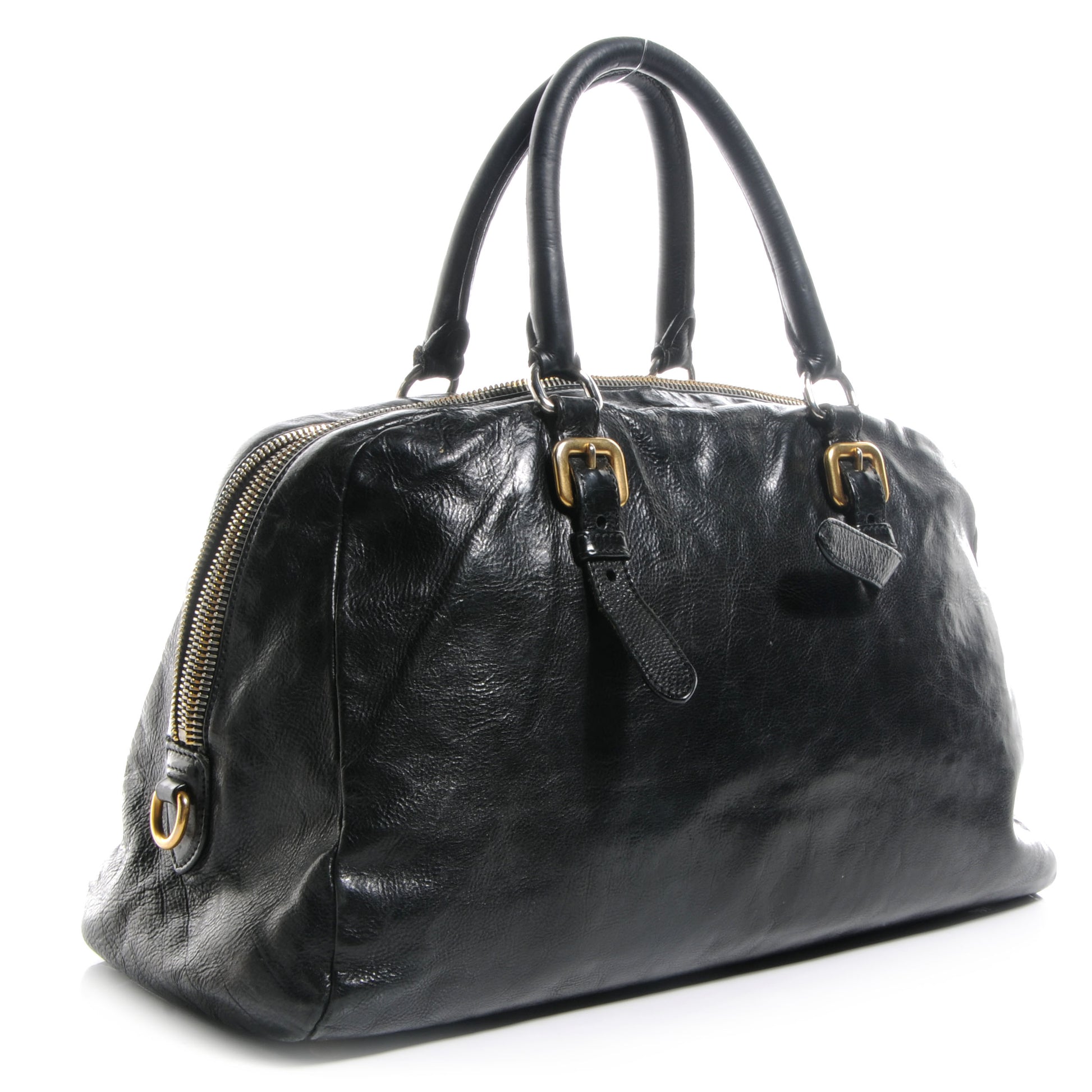 Prada Glace Calf Bowler Bag Black 3 of 10