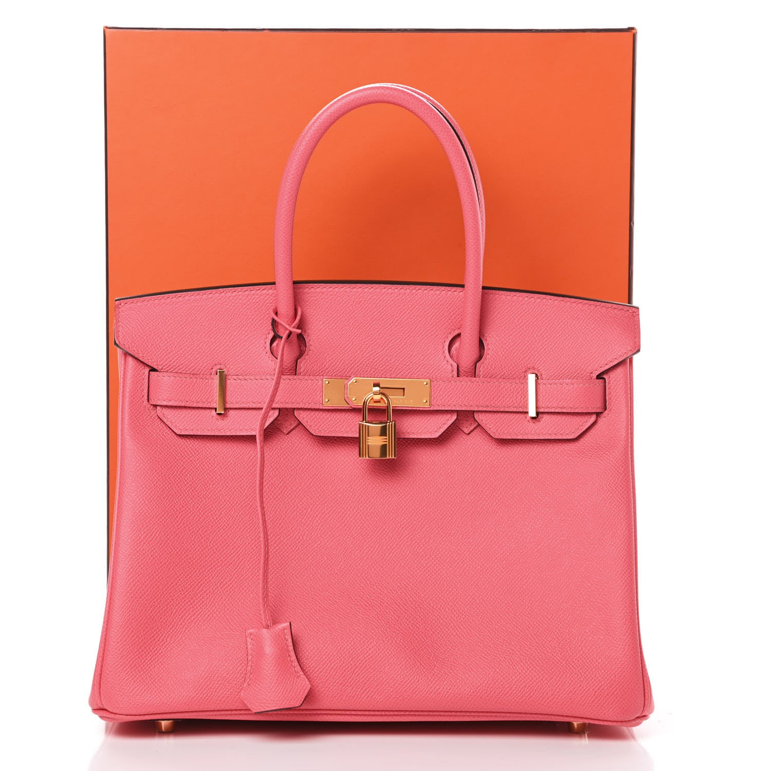 Hermes Epsom Horseshoe Birkin 30 Rose Azalee Gris Mouette 11 of 11