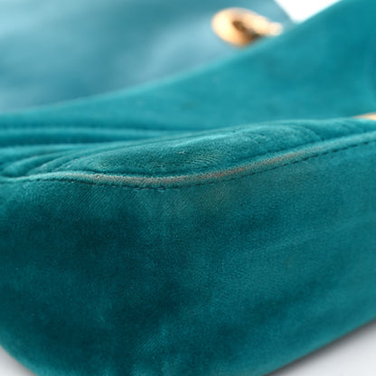 Gucci Velvet Matelasse Small GG Marmont Shoulder Bag Pavone Cyan 9 of 11