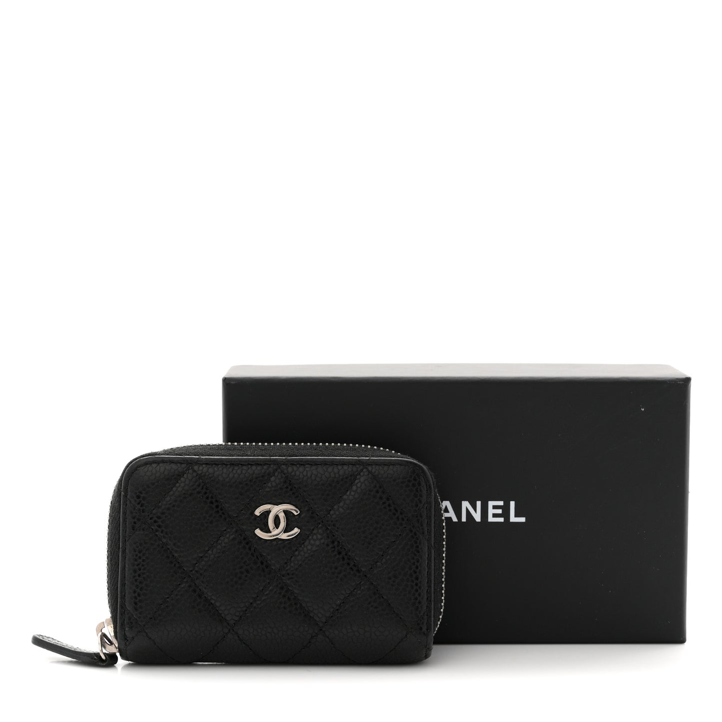 Caviar Quilted Zip Coin Purse Black