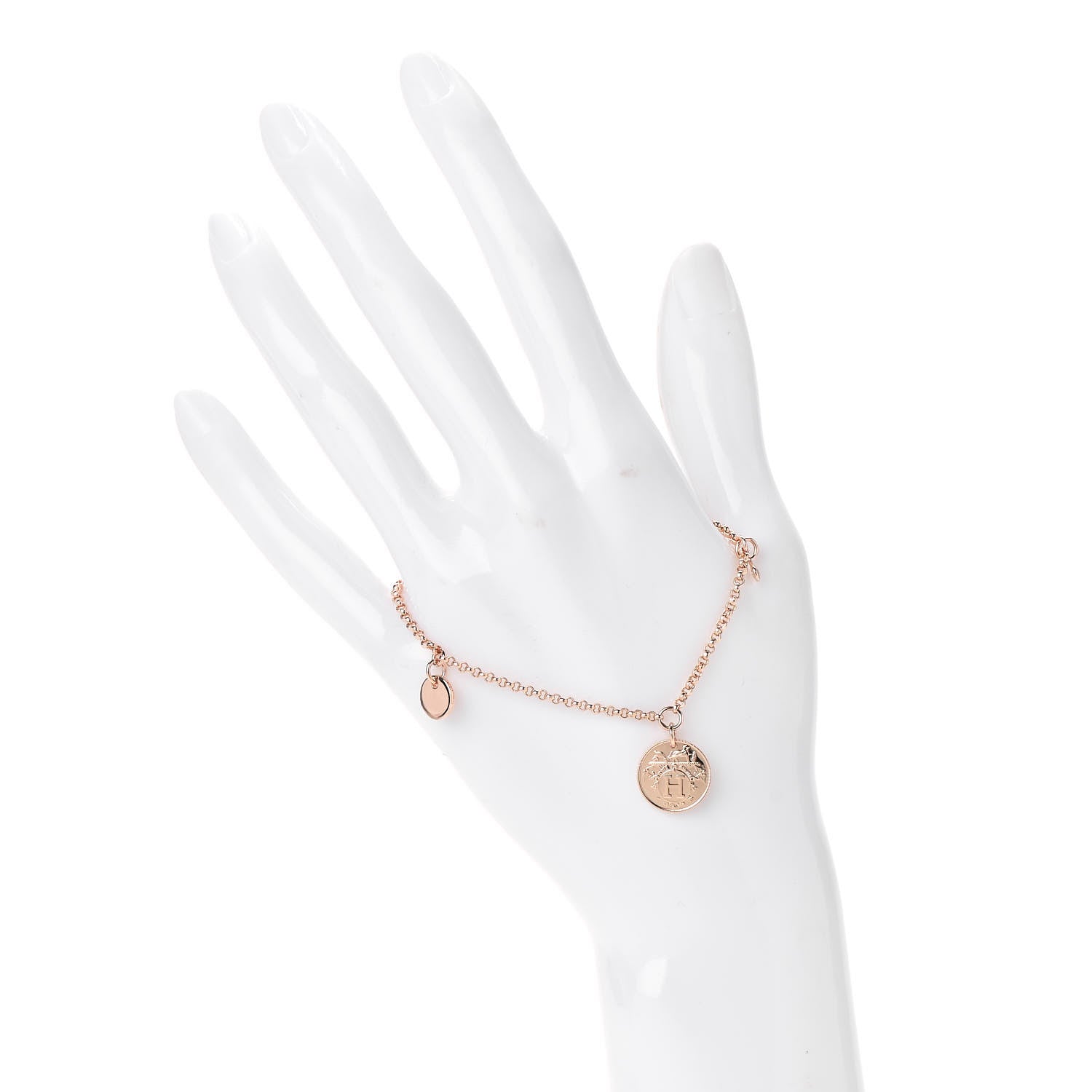 Hermes 18K Rose Gold Diamond PM Ex-Libris Bracelet ST 2 of 6