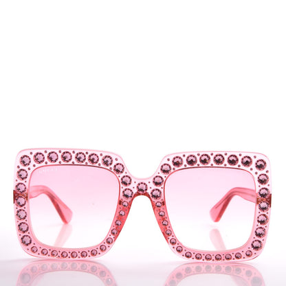 Gucci Acetate Crystal Oversize Sunglasses GG0148S Pink 2 of 10