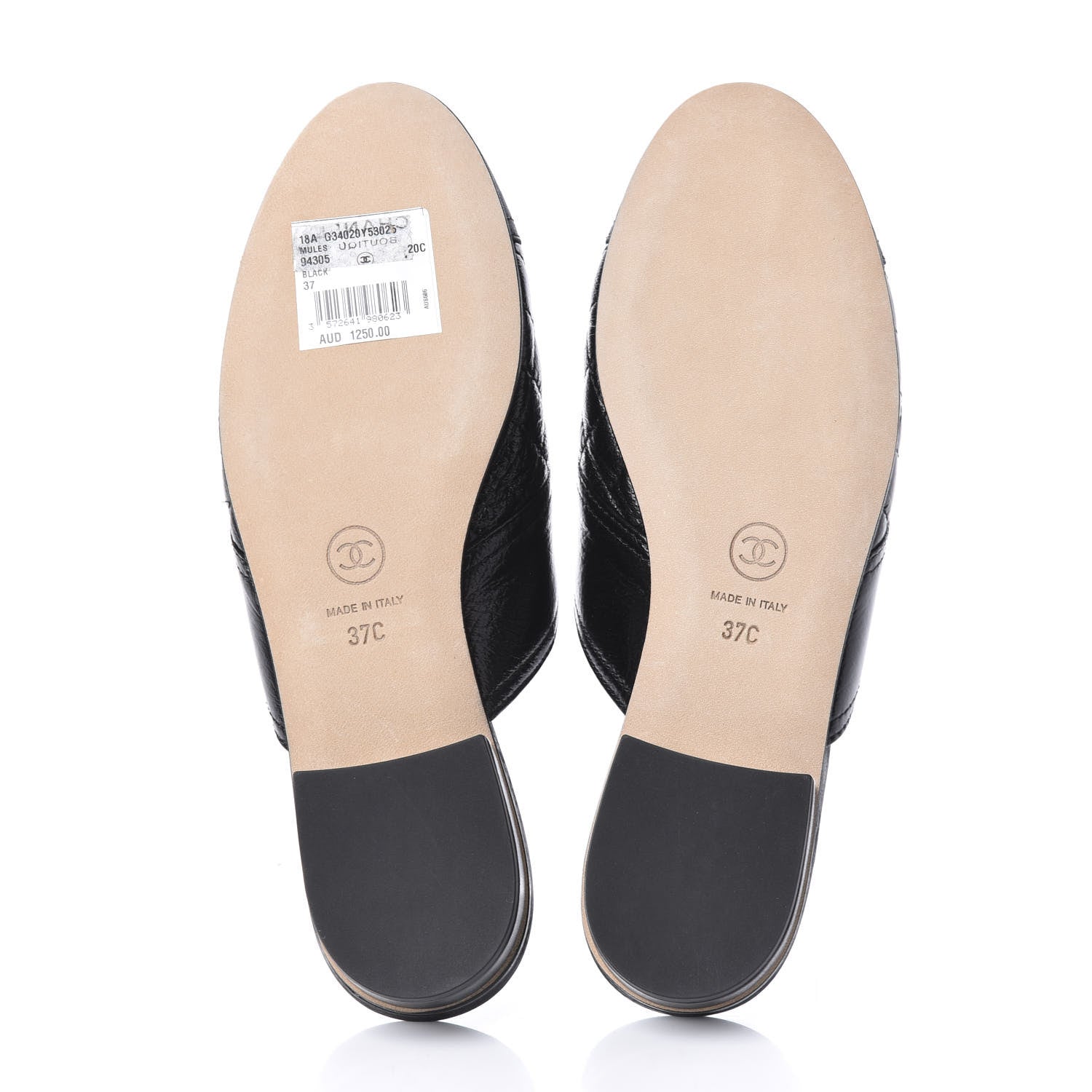 Chanel Glazed Deerskin Grosgrain Quilted Chain Mules 37 Black 5 of 10