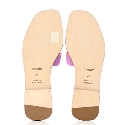 Hermes Suede Goatskin Oran Sandals 39 Violet Parme 5 of 8