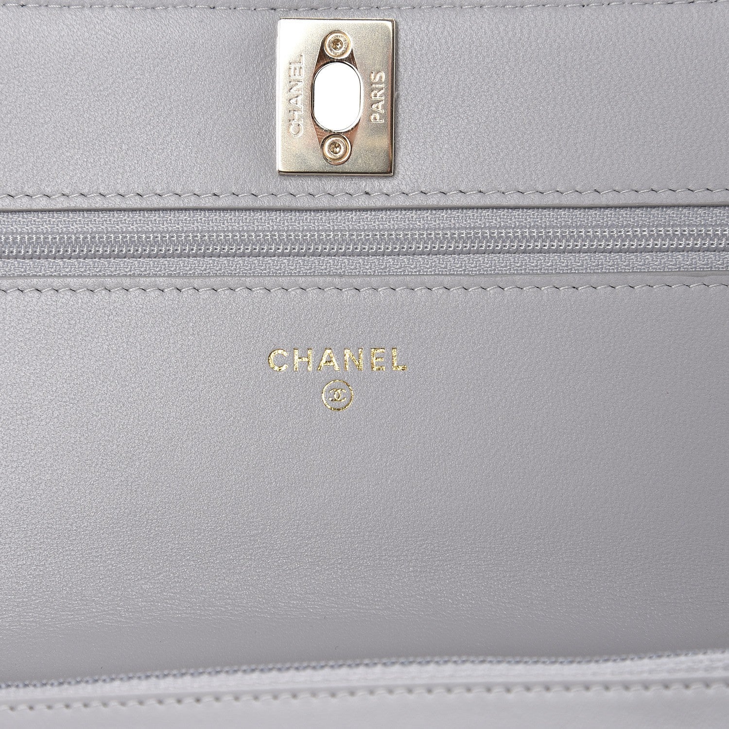 Chanel Lambskin Chevron Quilted Trendy CC Wallet On Chain WOC Grey 6 of 9