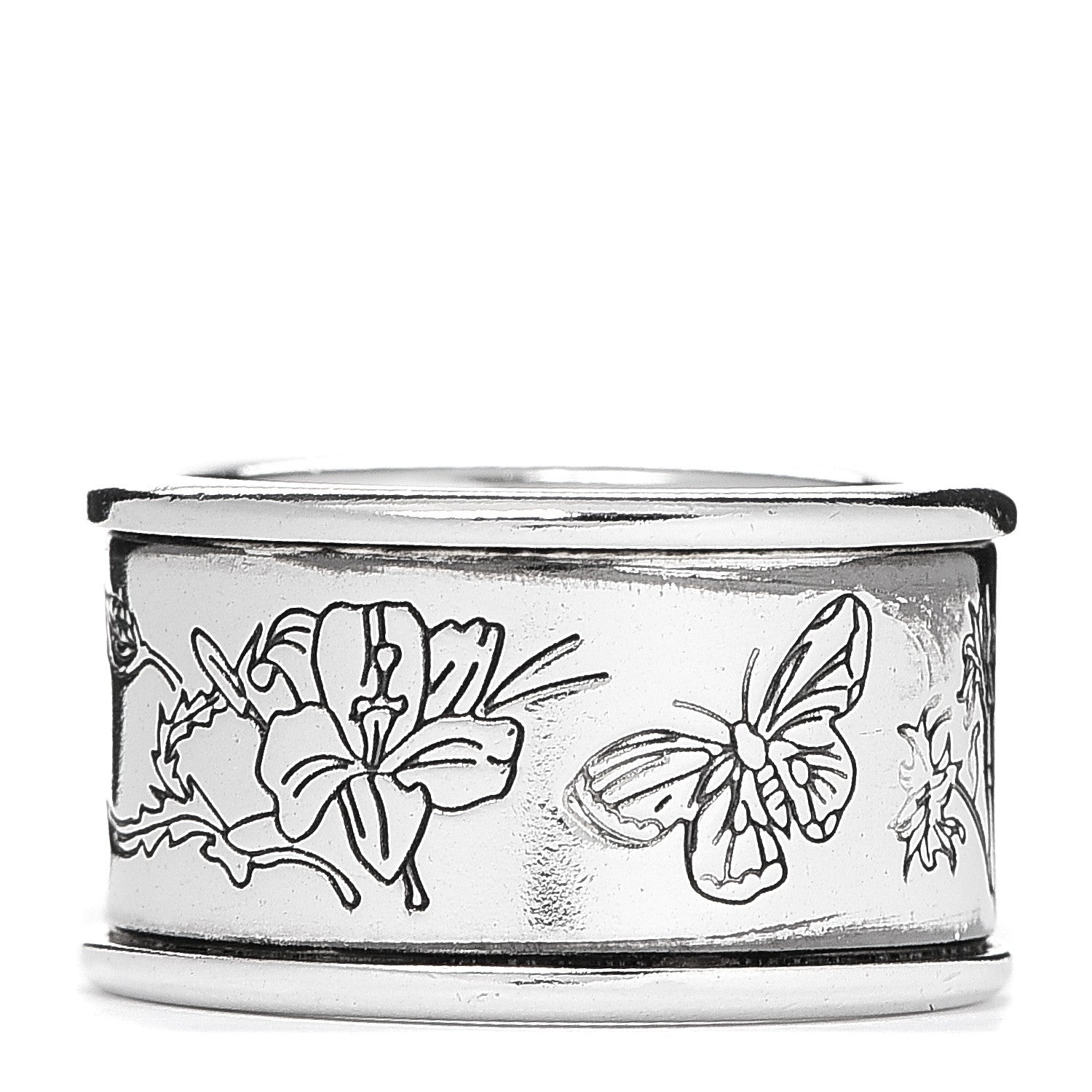 Gucci Sterling Silver Flora Band Ring 50 5.25 2 of 5