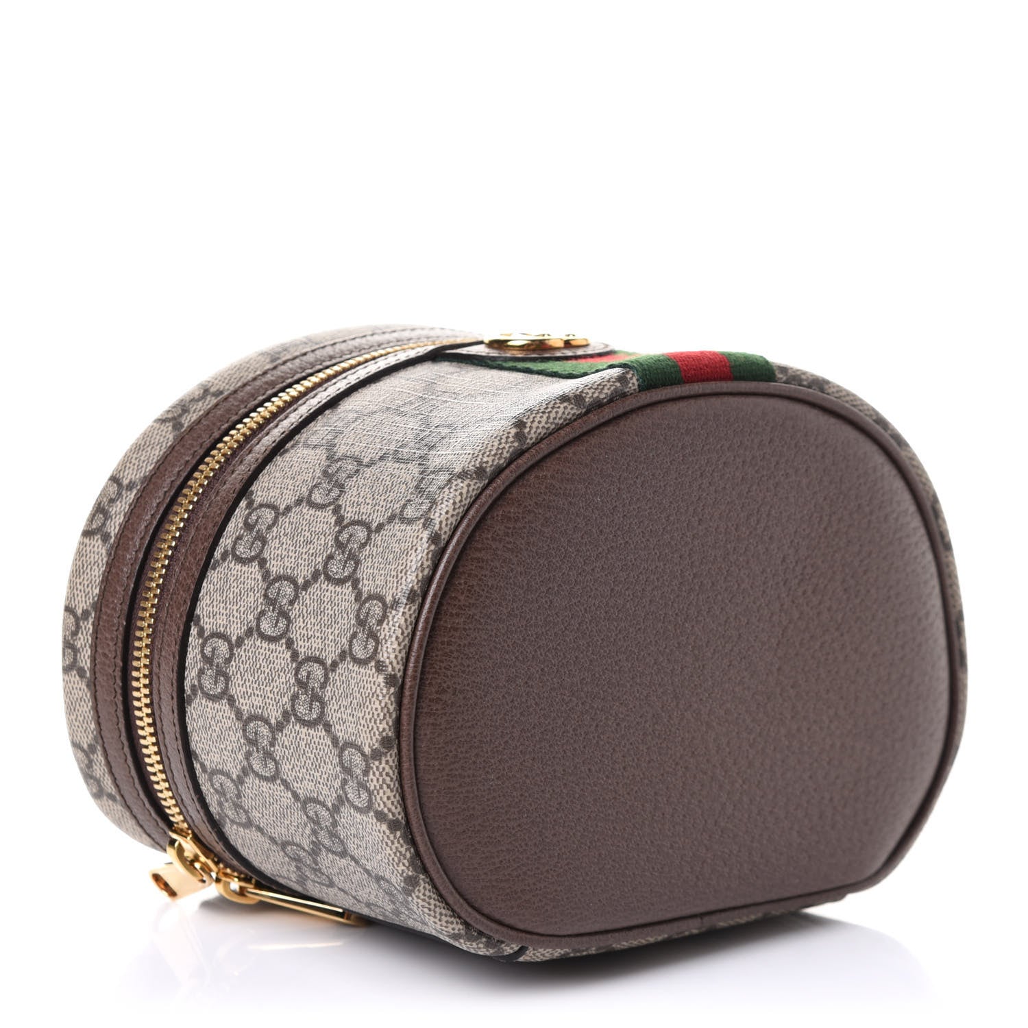 Gucci GG Supreme Monogram Textured Calfskin Web Ophidia Vanity Cosmetic Case Beige Ebony New Acero 4 of 9