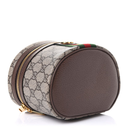 Gucci GG Supreme Monogram Textured Calfskin Web Ophidia Vanity Cosmetic Case Beige Ebony New Acero 4 of 9