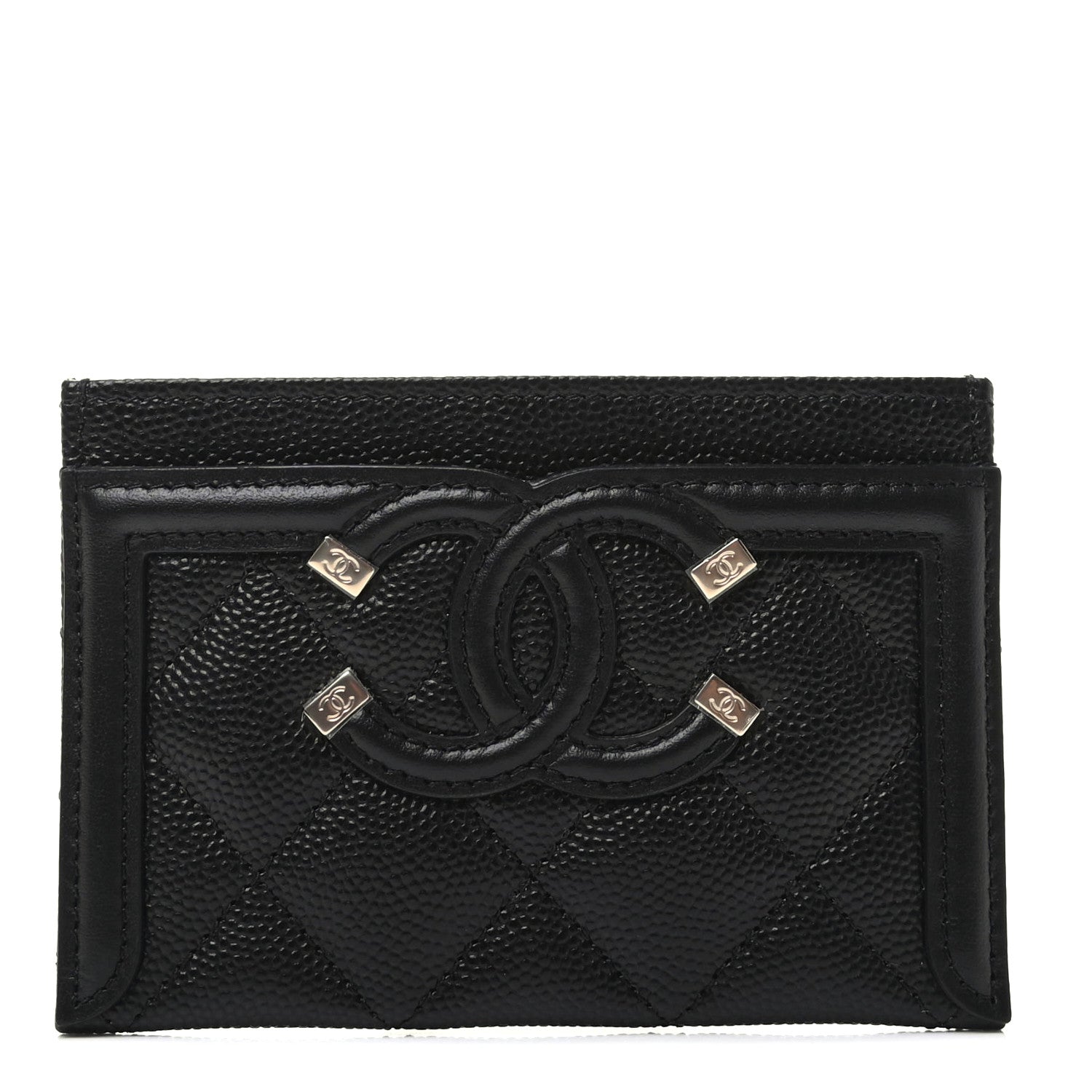 Chanel Caviar Quilted Filigree Card Holder Black 1 of 7