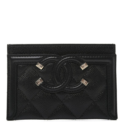 Chanel Caviar Quilted Filigree Card Holder Black 1 of 7