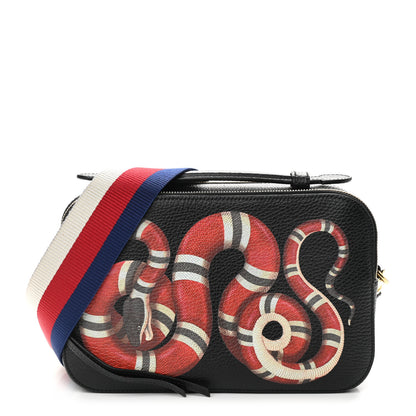 Gucci Grained Calfskin Sylvie Web Kingsnake Small Camera Bag Black Multicolor 1 of 12
