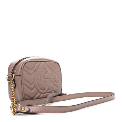 Gucci Calfskin Matelasse Mini GG Marmont Chain Shoulder Bag Porcelain Rose 3 of 10
