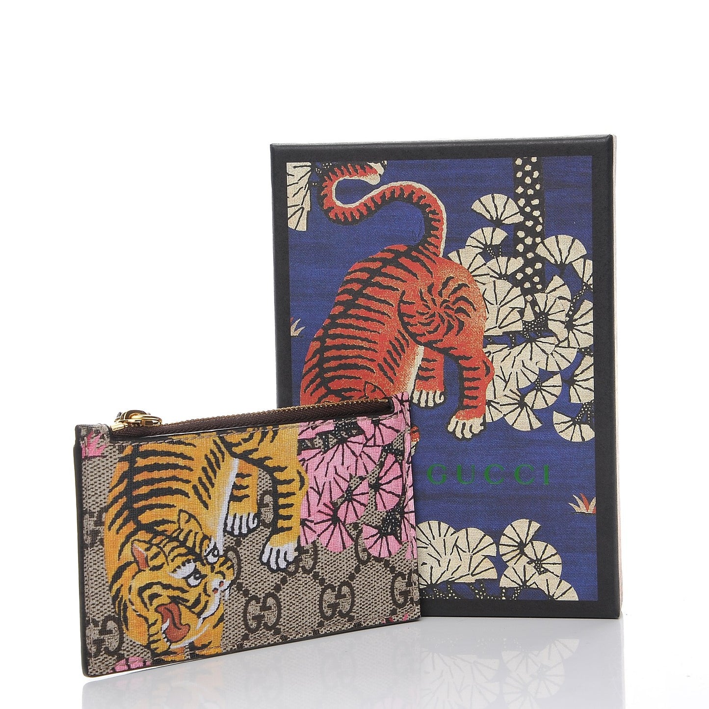 GG Supreme Monogram Bengal Coin Case Card Holder Beige Crop Pink New Acero