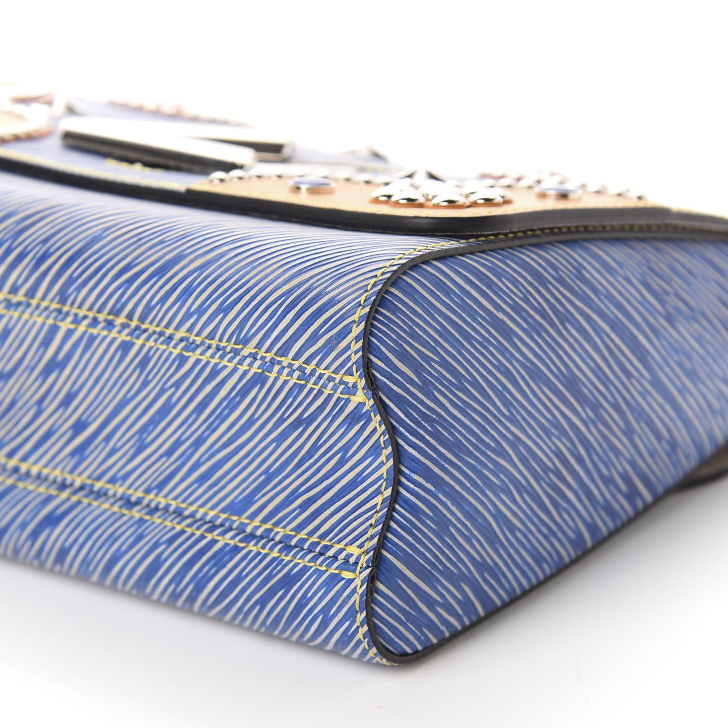 Epi Studded Twist Shoulder Bag MM Denim Light