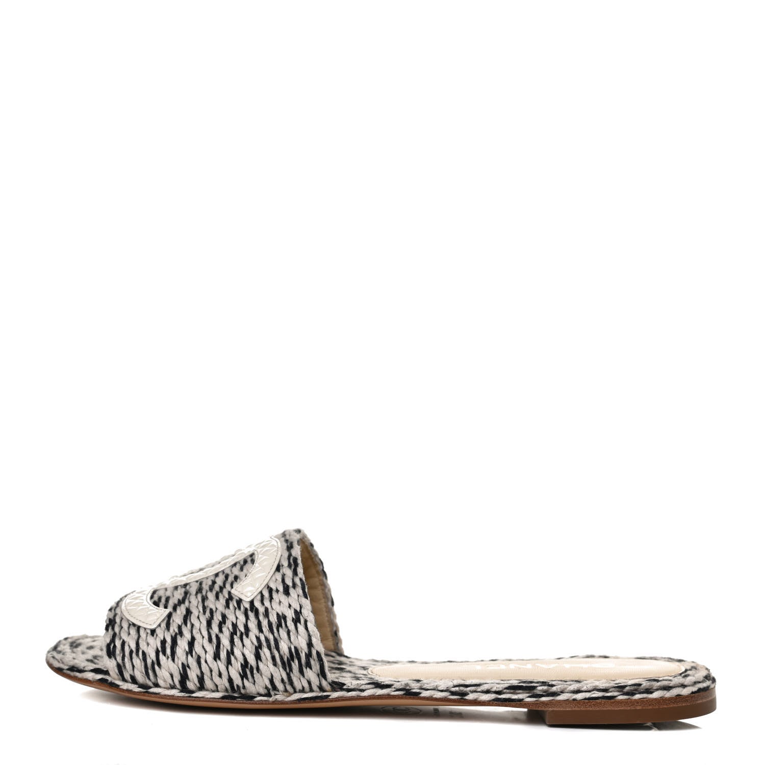 Chanel Cord CC Mules 38 Beige Black 1 of 12