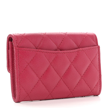 Chanel Caviar Quilted Flap Card Holder Wallet Dark Pink 3 of 9