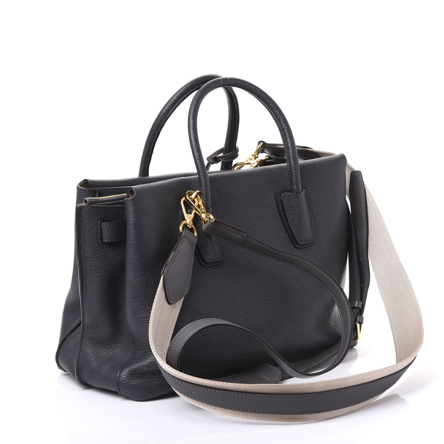 Grained Calfskin Medium Milla Tote Phantom Grey