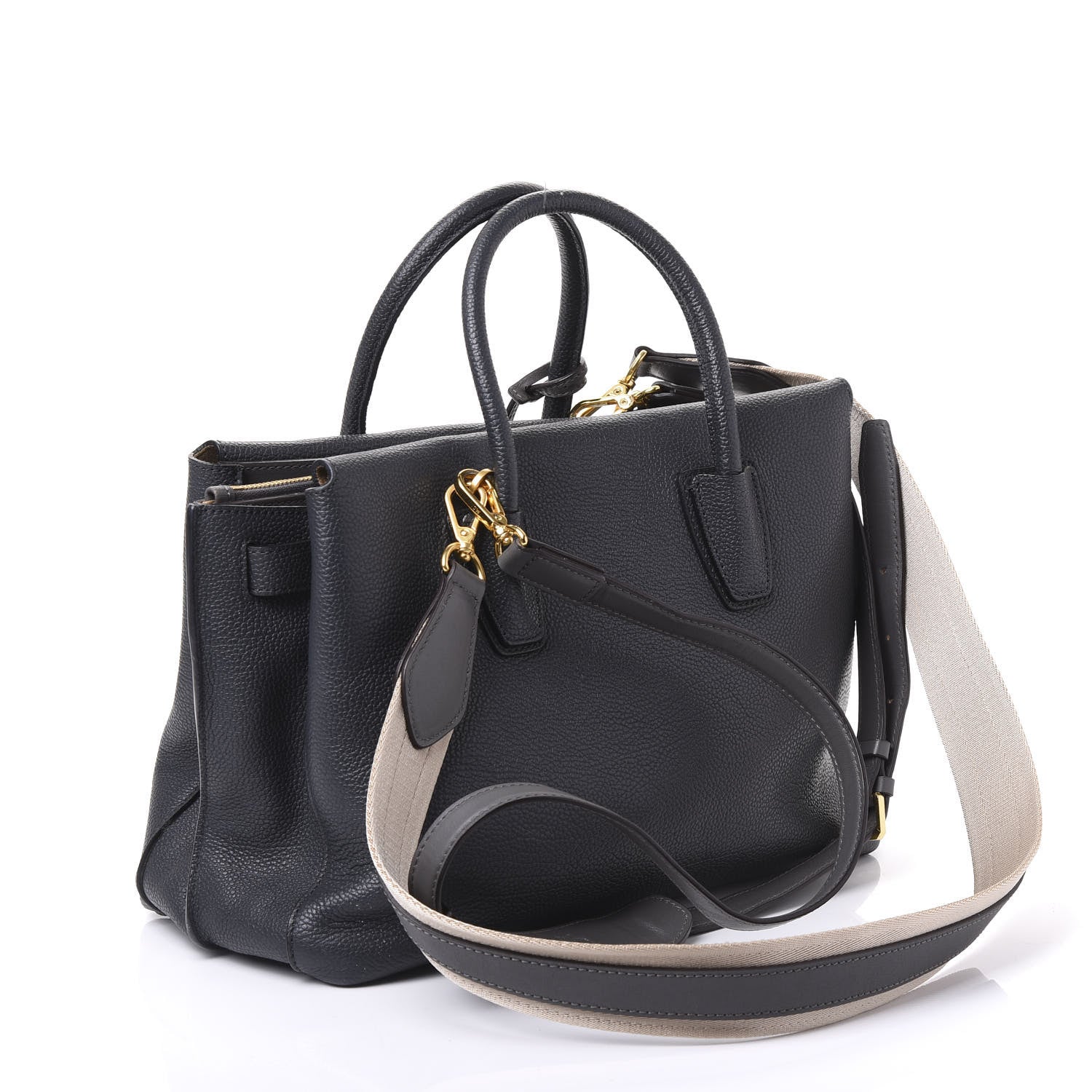 MCM Grained Calfskin Medium Milla Tote Phantom Grey 2 of 10