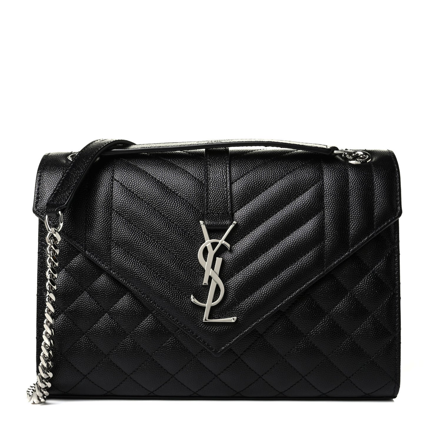 Grain De Poudre Textured Mixed Matelasse Triquilt Medium Monogram Satchel Black