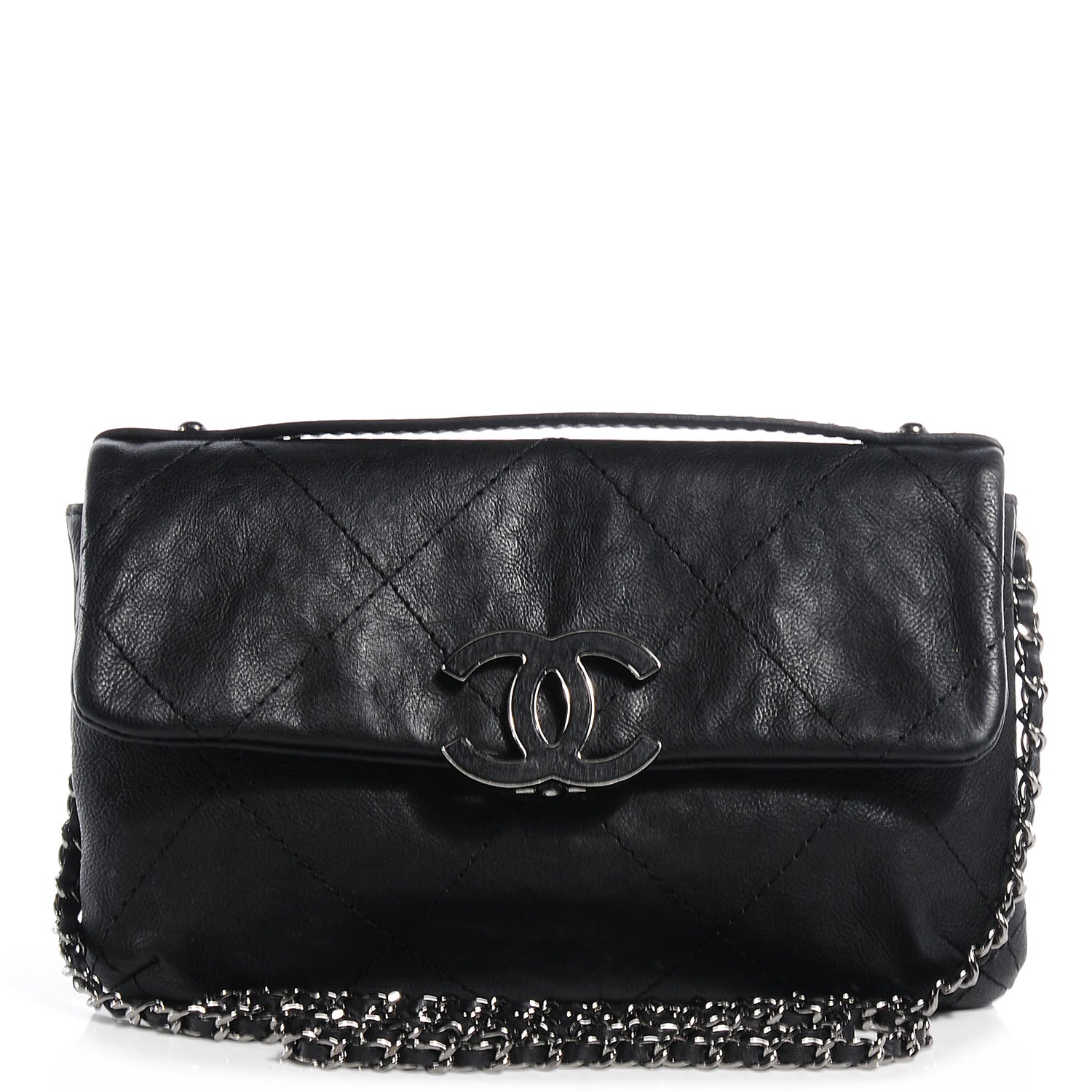 Chanel Washed Calfskin Hamptons Mini Flap Bag Black 1 of 8