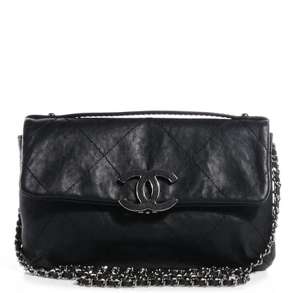 Chanel Washed Calfskin Hamptons Mini Flap Bag Black 1 of 8