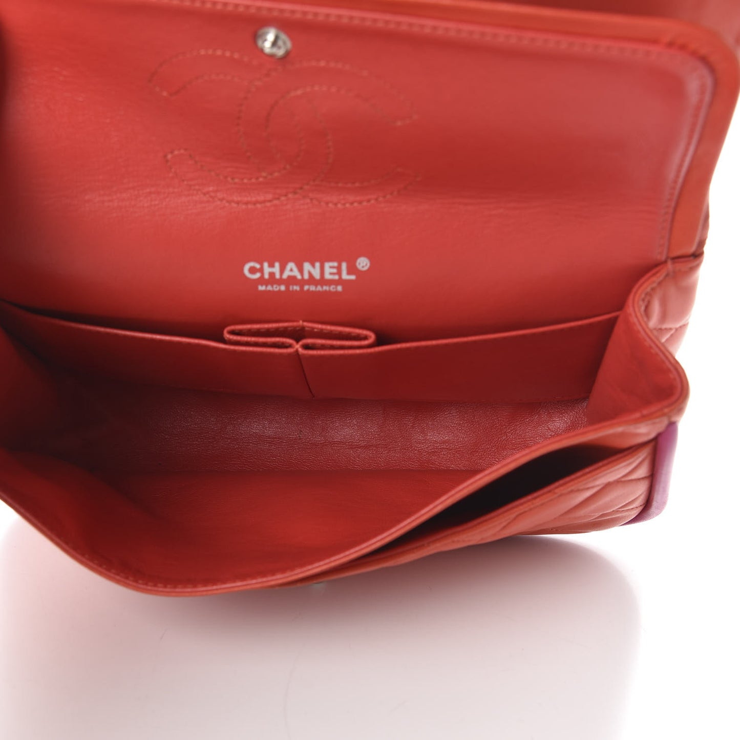 Lambskin Quilted Medium Double Flap Coral
