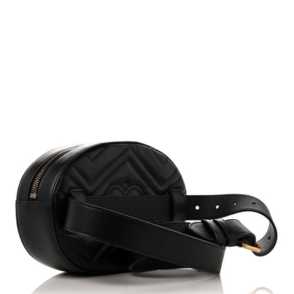 Gucci Calfskin Matelasse Animal Studs GG Marmont Belt Bag 85 34 Black 4 of 10