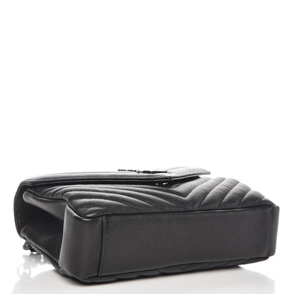Saint Laurent Sheepskin Matelasse Chevron Monogram Medium College Bag Black 4 of 7