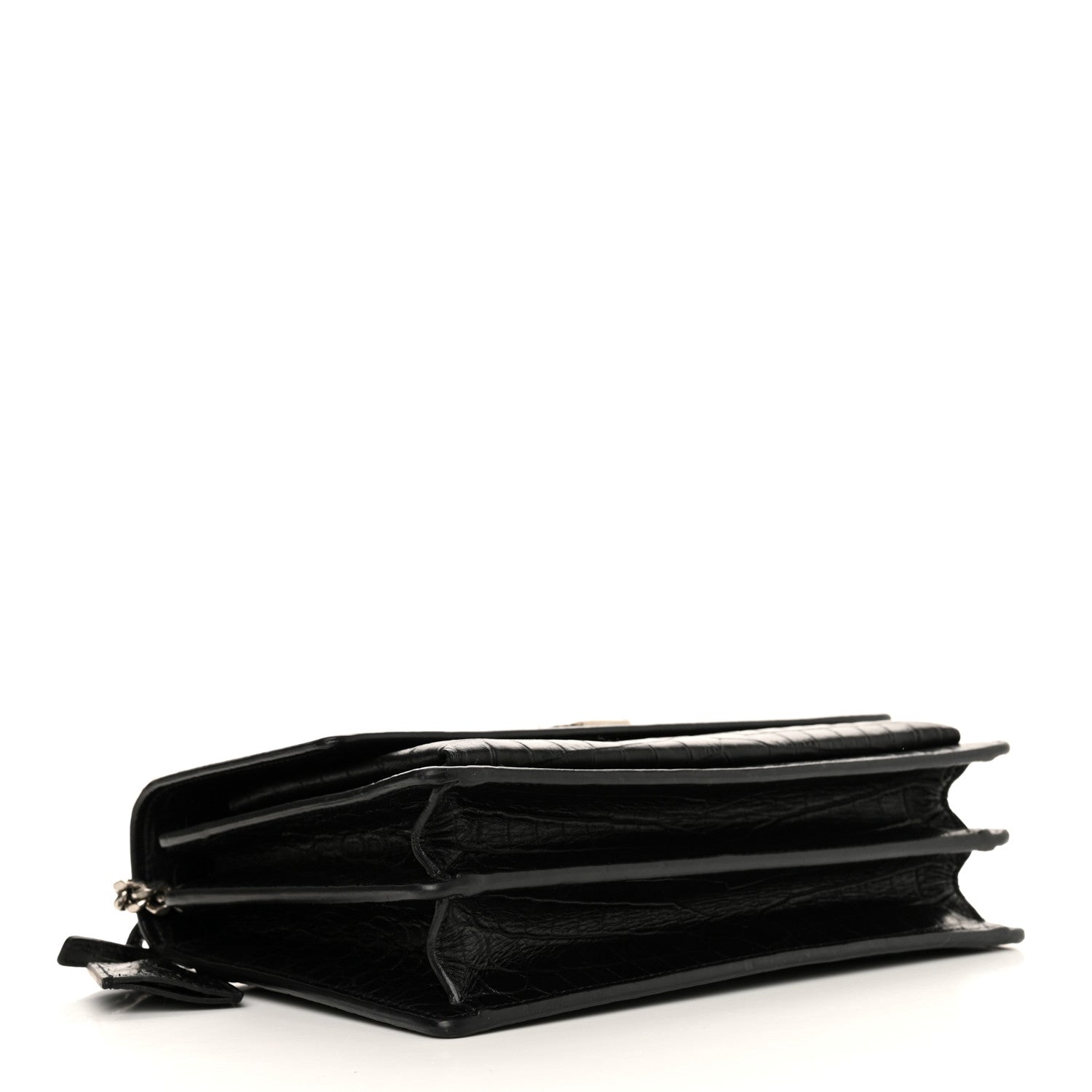 Saint Laurent Calfskin Crocodile Embossed Medium Monogram Sunset Black 4 of 14