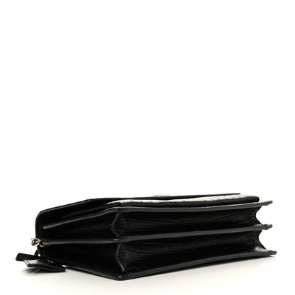 Saint Laurent Calfskin Crocodile Embossed Medium Monogram Sunset Black 4 of 14