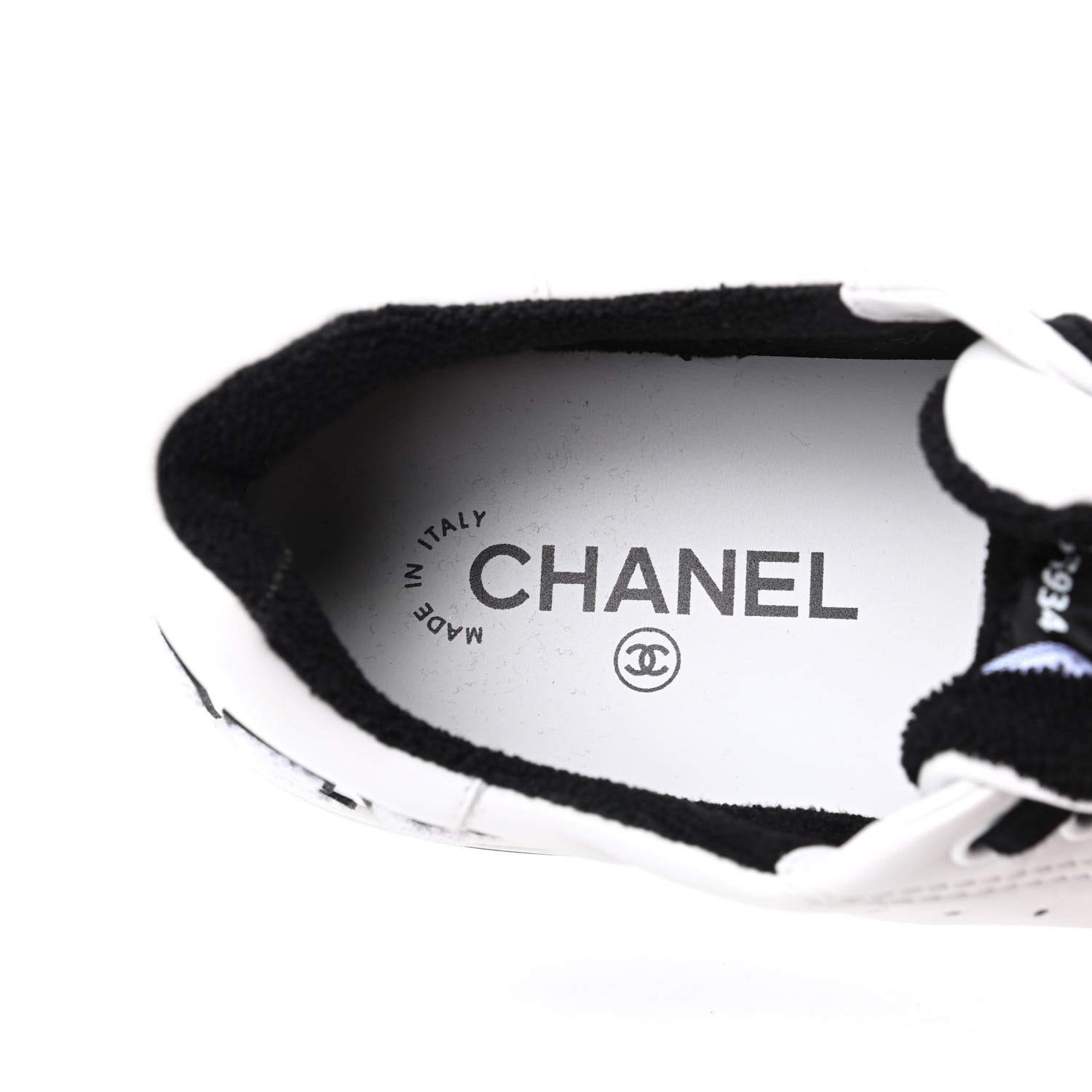 Chanel Calfskin Womens Logo Sneakers 40 White Black 8 of 9