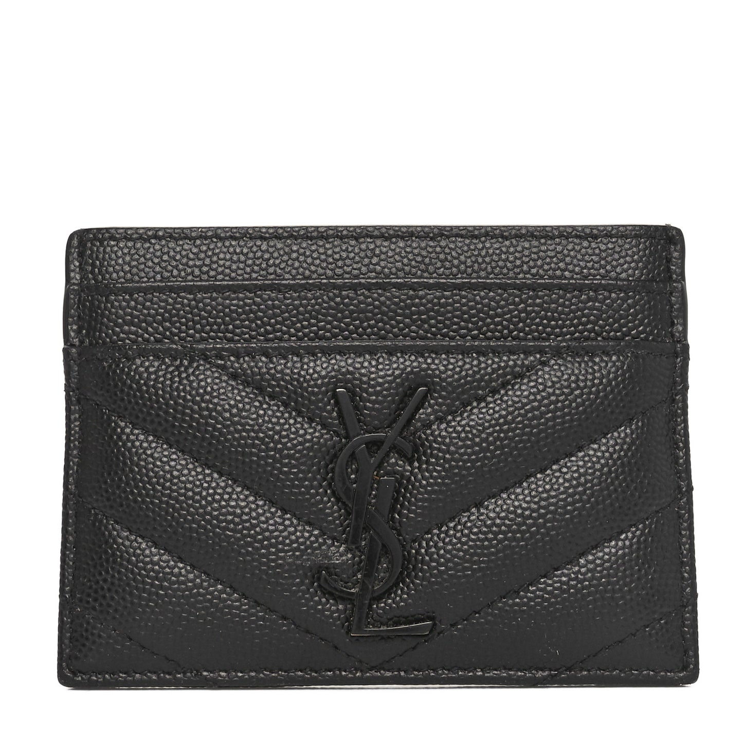 Grain De Poudre Matelasse Chevron Monochrome Monogram Credit Card Case Black