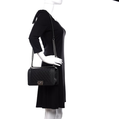 Chanel Caviar Quilted Medium Boy Flap Black 2 of 13