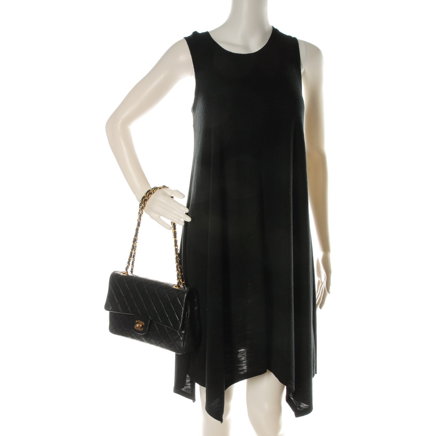 Lambskin Quilted Medium Double Flap Black