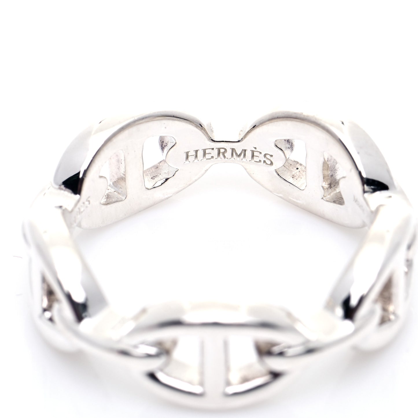 Sterling Silver PM Chaine d'Ancre Enchainee Band Ring 54 6.75