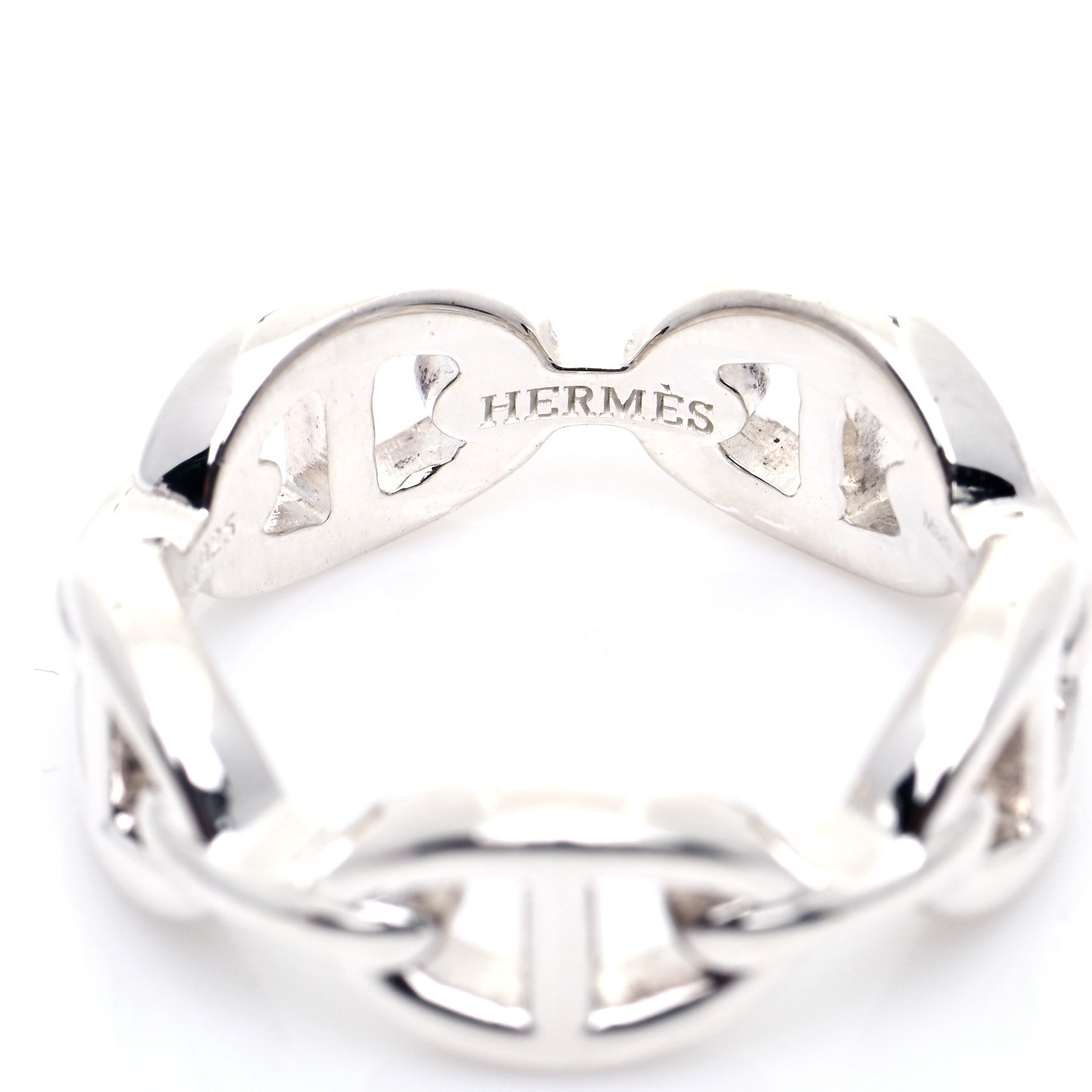 Hermes Sterling Silver PM Chaine d'Ancre Enchainee Band Ring 54 6.75 5 of 7