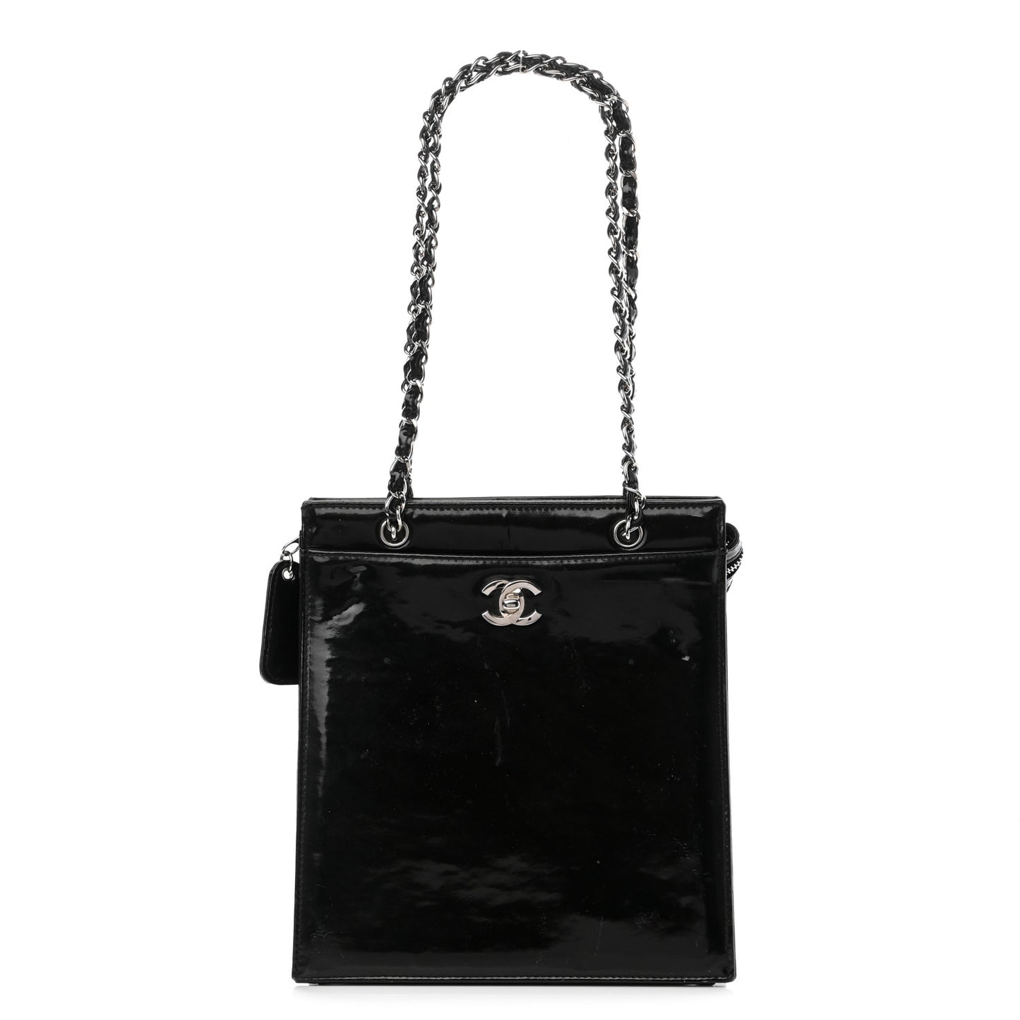 Patent CC Shoulder Bag Black