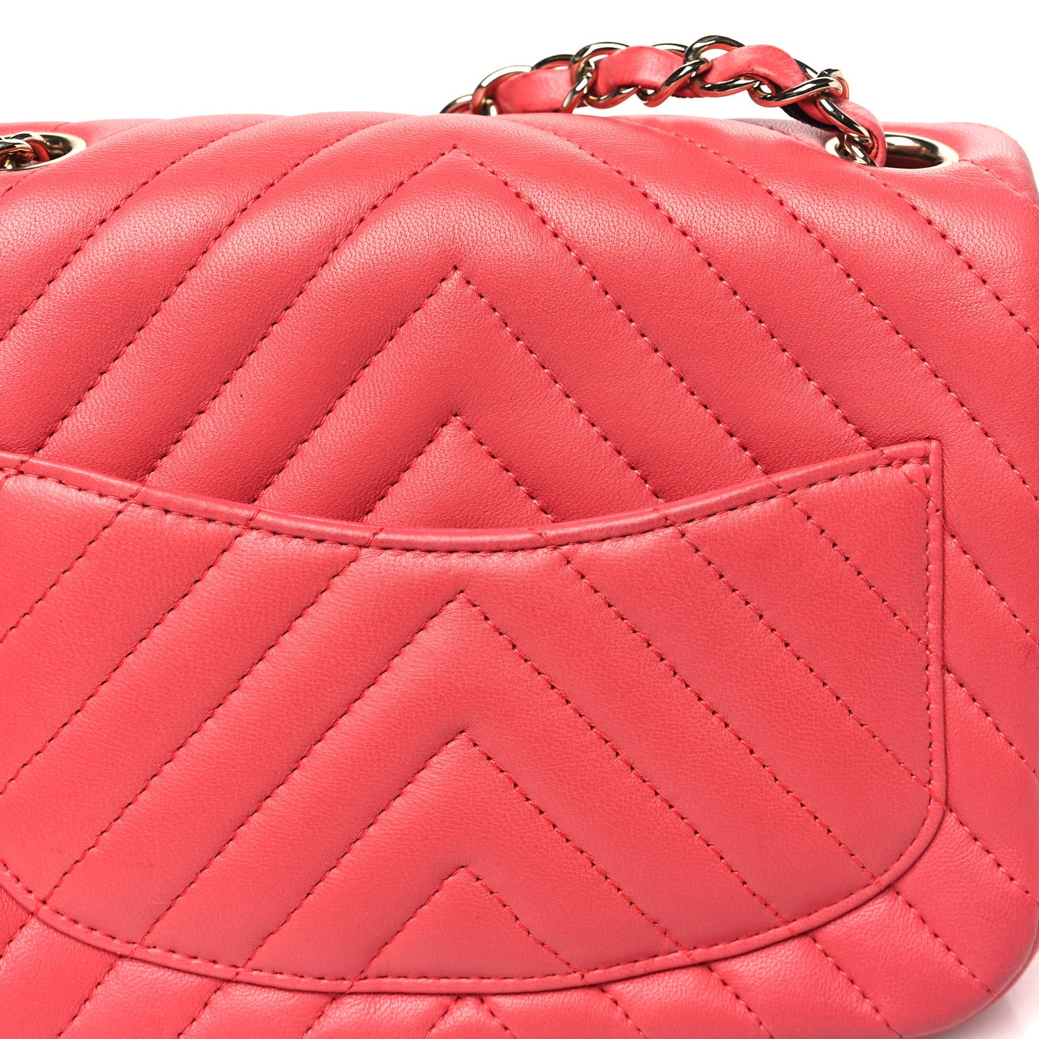 Chanel Lambskin Chevron Quilted Mini Square Flap Pink 11 of 14