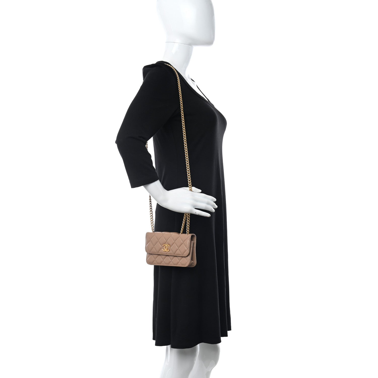 Chanel Lambskin Quilted Pillow Crush Flap Phone Holder With Chain Beige 2 of 12