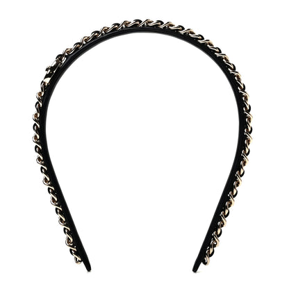 Chanel Metal Lambskin CC Turnlock Chain Headband Gold Black 1 of 5