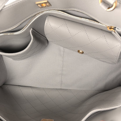 Chanel Calfskin Quilted Book Pocket Shopping Tote Grey 5 of 9