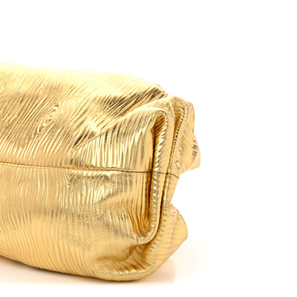 Bottega Veneta Metallic Bark Calfskin Embossed The Pouch Oversized Clutch Oro 10 of 10