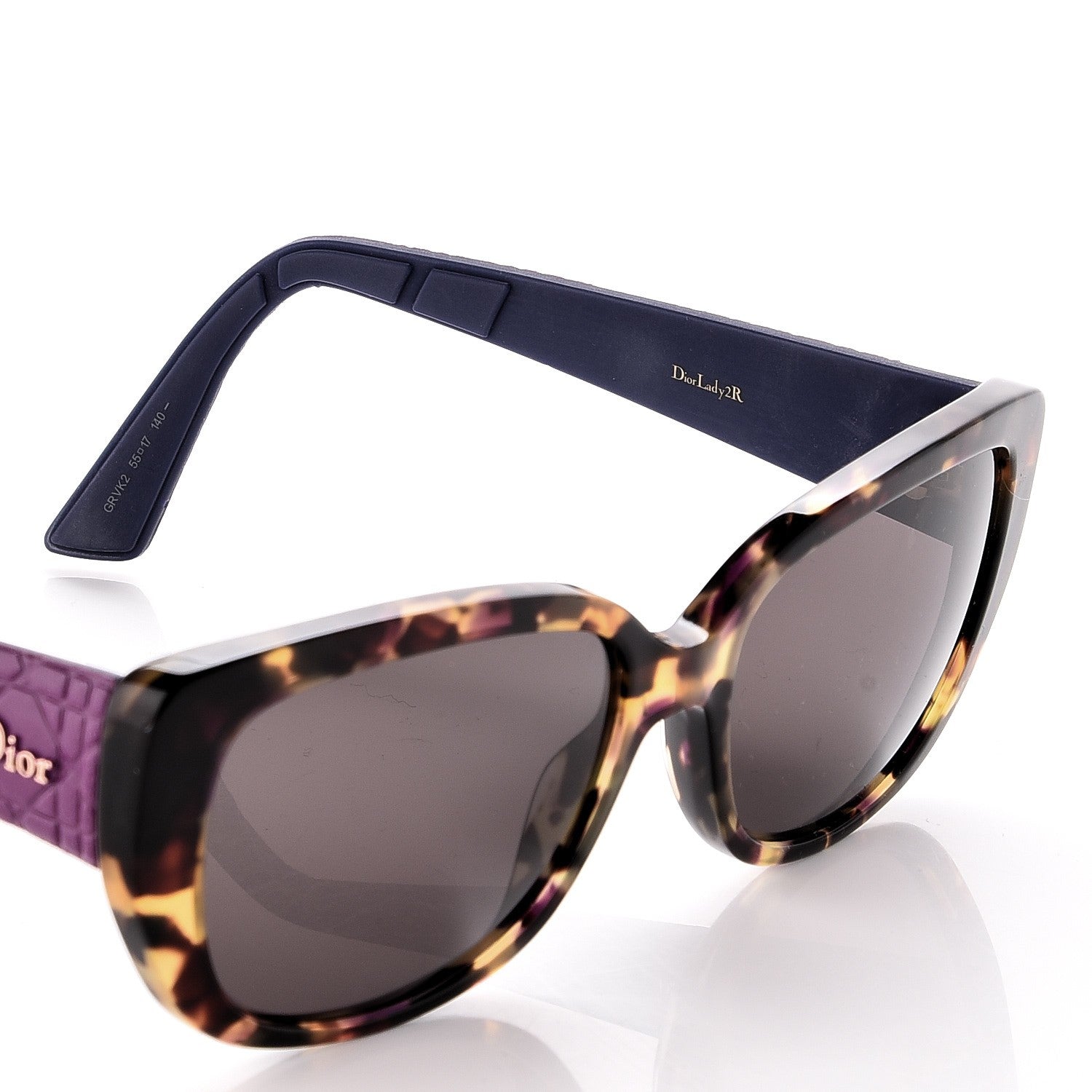 Christian Dior Lambskin Cannage Dior Lady 2R Sunglasses Havana Purple 5 of 6