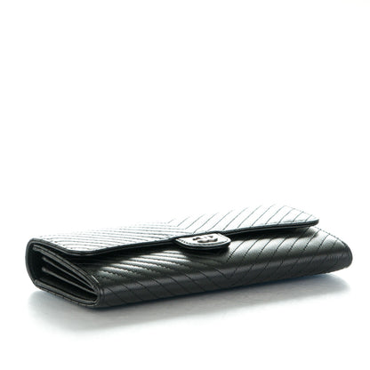 Chanel Caviar Chevron Quilted Large Flap Wallet Black 4 of 9