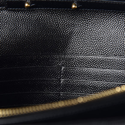 Saint Laurent Grain De Poudre Matelasse Chevron Monogram Chain Wallet Black 7 of 9